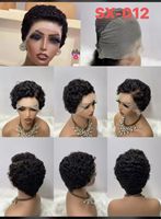 Perruques Bouclées Courtes Couleur Letsfly 17$ Promotion, Lace Frontal 13x4 en Cheveux 100% Humains, Noir Naturel, Prix de Gros Disponible, 110g