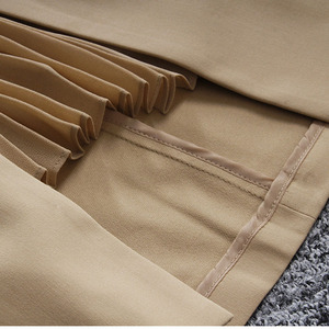 2022 Tongrui longue <span class=keywords><strong>droite</strong></span> kaki décontracté coton plissé femmes Vintage <span class=keywords><strong>jupe</strong></span> mi-longue - Product Image 5