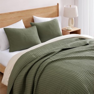 Copriletto copriletto verde muschio biancheria da letto per tutte le stagioni con 2 cuscini Shams adatti per letto, divano - Product Image 5