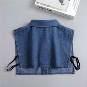 Corea del Sur primavera otoño hombres mujeres <span class=keywords><strong>camisa</strong></span> de mezclilla fabricantes transfronterizos venta al por mayor <span class=keywords><strong>falso</strong></span> <span class=keywords><strong>cuello</strong></span> decorativo suéter <span class=keywords><strong>cuello</strong></span> - Product Image 3