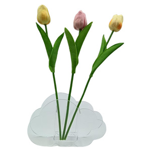 Vase en acrylique transparent effet miroir, décoration moderne pour la maison, vase à fleurs de bureau, 7,5x5,5x38,5 cm, pièce unique - Product Image 3