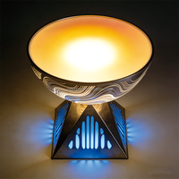 Lampe de table LED à motif ondulé (acier inoxydable + PC) IP65 étanche, décoration artistique moderne pour Noël, patio, jardin, paysage