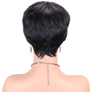 Tự Nhiên Màu Đen 1B Glueless Tóc Giả Đầy Đủ Máy Làm Ngắn Tóc Giả Tóc Con Người <span class=keywords><strong>Pixie</strong></span> Tóc Giả Cho Phụ Nữ Da Đen Tóc Con Người - Product Image 6