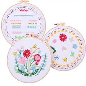 Kit de broderie de perles DIY pour débutants, ensemble de broderie de fleurs en perles avec cerceau, aiguille et tutoriel vidéo - Product Image 1