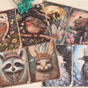 JAI IMAN 60 piezas (papel de fondo y pegatina) Juego de decoración de basura DIY de animales de fantasía para manualidades de papel - Product Image 1