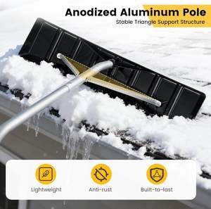 Kar Sökme Tırmığı 25 inç Bıçaklı 5-18.8FT Uzatılabilir Alüminyum Kar Temizleme Aleti Açılı Başlıklı Hafif Çatı Tırmığı Kamyon, Traktör için - Product Image 4