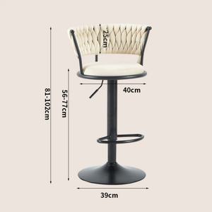 Silla de Bar Nórdica Alta para Barra, Mueble de Metal Dorado con Respaldo de Terciopelo, Taburete Alto Moderno de Cuero de Lujo para Cocina - Product Image 6