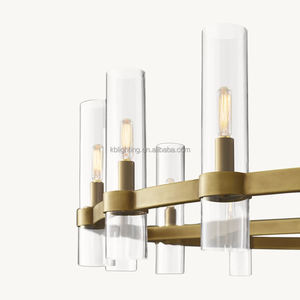 Amerikaanse Loft Retro Kandelaar Glazen Hanger Verlichting Restauratie Restaurant Licht Messing Glas Ring Kroonluchter - Product Image 5