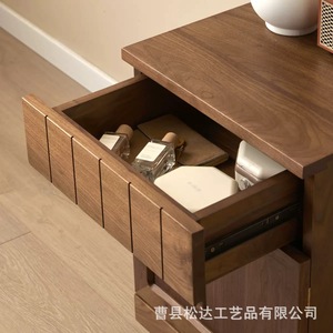 Modern <b>minimalist</b> wooden <b>bedside</b> <b>table</b>, suitable for home use, can hold a safe or security locker, solid wood double-layer - Product Image 4