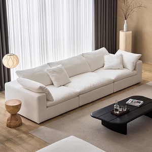Canapé modulaire en tissu de lin pour salon, design moderne, ensemble nuage en forme de L pour hôtel - Product Image 3