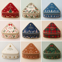 Boîte en métal triangulaire personnalisée pour cadeaux de Noël, qualité alimentaire, pour chocolats, bonbons, biscuits, avec couvercles, emballage de fêtes