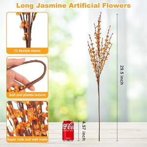 GM lunghi finti <span class=keywords><strong>fiori</strong></span> autunnali di gelsomino arancione bruciato steli floreali per mazzi di nozze per decorazioni <span class=keywords><strong>vaso</strong></span> camino - Product Image 2