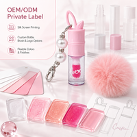 Nouvel Arrivage Brillant à Lèvres Oreilles de Lapin avec Charme, Marque Privée OEM/ODM, Sangle Pompon Rose, Clip Portable, Indispensable en Voyage