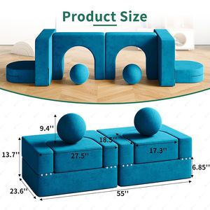 Blocs de canapé modulaires pour enfants YOBO Factory, meubles de jeu amusants et sûrs, 8 blocs de jeu en mousse souple avec balles, meilleur cadeau pour les tout-petits - Product Image 5