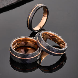 뜨거운 판매 텅스텐 반지 남자 클래식 사용자 정의 로고 보석 망치질당한 커플 웨딩 밴드 방수 로즈 골드 - Product Image 3