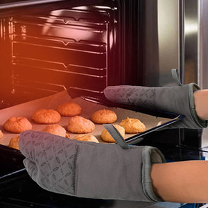 Ensemble de 6 maniques et protège-plats de <span class=keywords><strong>cuisine</strong></span>, gants de four extra longs résistants aux hautes températures avec surface en silicone antidérapante pour la cuisson - Product Image 6