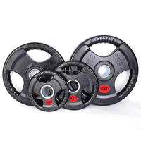 Haltère portable en fonte à trois trous PVC enduit de caoutchouc PU différentes tailles 5kg 10kg 15kg 20kg 25kg Plaque de pare-chocs avec logo Plaque de poids