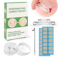 Nouveau kit de correction des ongles incarnés en acier inoxydable avec boucle de traction en silicone et patch adhésif pour la correction des ongles courbés du pied