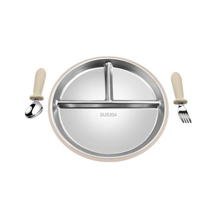 Usine Directe En Gros De Qualité Alimentaire Silicone Bébé Alimentation Ensemble Y Compris Assiette Cuillère Fourchette Silicone Manchon Écologique Enfants - Product Image 1