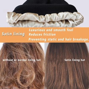 Bonnet unisexe en satin antistatique pour femme, bonnet d'hiver en soie, chaud et ample, à revers, double couche, couvre-cheveux, bonnet de nuit - Product Image 5