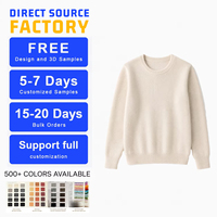 Pull en cachemire pur à 100 % pour femme, col rond, tricoté, décontracté, chaud pour l'hiver, motif uni, 240 g, doux pour la peau, personnalisé