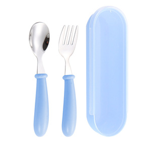 Juego de utensilios para niños, cuchara y tenedor de acero inoxidable 304 para niños pequeños con estuche portátil, cubiertos de viaje para niños, regalo de vajilla - Product Image 4