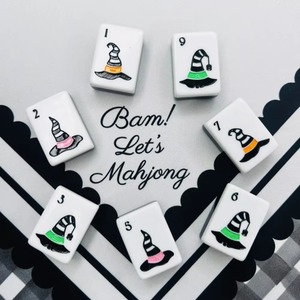 Jeu de tuiles de <span class=keywords><strong>Mahjong</strong></span> américain, <span class=keywords><strong>Mahjong</strong></span> magique effrayant pour Halloween, pour la décoration de B&B et les jeux d'Halloween - Product Image 1