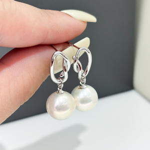 S925 Silver DIY Pearl Accessories Empty Tray with 9-13mm Round Beads <b>Fashion</b> <b>Drop</b> <b>Earrings</b> 22275 - Product Image 3