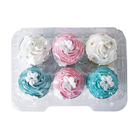 Rectangle personnalisé transporte facilement 6 contenants à cupcakes en plastique transparent avec couvercle dôme de 4 "de haut
