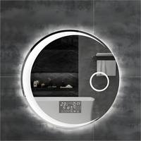 Miroir de salle de bain intelligent rond à LED personnalisé, commande tactile, anti-buée, miroir mural avec cadre en métal