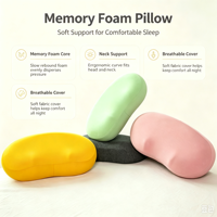 Oreiller cervical ergonomique en mousse à mémoire de forme personnalisé par l'usine, forme ventre de chat, pour un sommeil sain, hypoallergénique et respirant