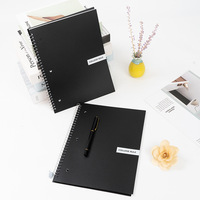Carnet à spirales B5 à feuilles mobiles pour étudiants, personnalisable avec rabat latéral, pages détachables, design minimaliste noir et blanc