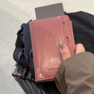 Custom Dark Brown PU Leather Multifunctional Travel <b>Wallet</b> Anti-Theft Card Passport Holder Certificate Storage Air Ticket <b>Wallet</b> - Product Image 6