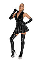Ecoparty Sexy Damenkleid Clubwear Wetlook Latex Bodycon Kostüm Glänzend Reißverschluss Wet-Look PU-Leder Ärmellose Faltenkleider