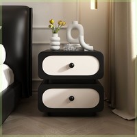 Table de chevet légère de luxe en bois massif pour chambre à coucher, style moderne simple, couleur crème, avec tiroirs de rangement