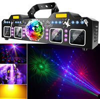 Mini projecteur laser 7-en-1 à quatre têtes 2026, lumière de scène compacte LED UV RGBW, prise universelle pour KTV et soirées DJ