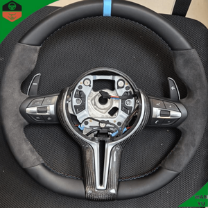 Volant en cuir avec palettes de changement de vitesse pour <span class=keywords><strong>BMW</strong></span> M Sport <span class=keywords><strong>F</strong></span>-Chassis F80 F82 F87 F12 F13 F86 F33 M2 <span class=keywords><strong>M3</strong></span> M4 M5 M6 F85 X5 X6 F30 - Product Image 1