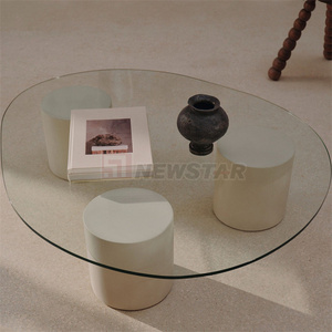 Cổ điển kính hàng đầu vuông làm tổ Bàn cà phê ba cột chân phòng khách mạnh mẽ bên bảng - Product Image 4