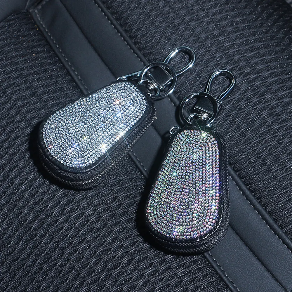 Wholesale Durable Car Key Case Bling Crystal Car Key Holder Wallet Leather For Woman And Men