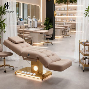 Nuevo estilo, muebles de salón de oro modernos de lujo, cama de masaje de belleza Facial eléctrica de 4 motores, silla de mesa cosmética, cama de pestañas de Spa Facial - Product Image 1
