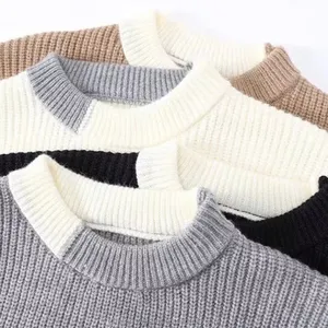 Custom New Mens Autumn Oversized Sweater Vintage Knit Mens Rock Hip Hop Long Plush Warm Crew Neck Sweater Mens Sweaters