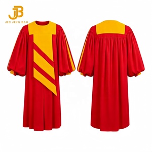 Toghe da Coro Rosse Personalizzate con Ricamo <span class=keywords><strong>e</strong></span> Stampa Logo, Stola Dorata per Adulti Unisex, Servizio OEM - Product Image 4
