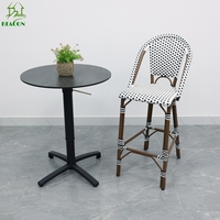 Mobilier extérieur table de café moderne relevable 70x70 table basse de jardin ronde réglable en hauteur