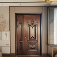 ZS personnalisé moderne luxe Impact certifié Double sécurité portes d'entrée avant en acier inoxydable coupe-vent côté fini intérieur