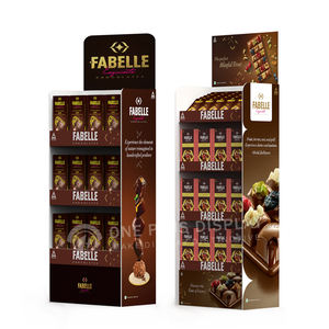 Özel Promosyon Modern Katlanabilir Karton 3 Raflı Ayaklı Özelleştirilmiş Boyutlu Dış Mekan Kullanımı Gıda Teşhir Standı Çikolatalar - Product Image 1