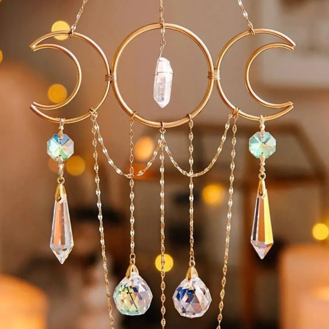 Crystal Ball Sun Catcher Large Dream Catcher Wind Chimes Crystal Glass Chandelier Wall Hanging For Window Garden Room Decor Gift