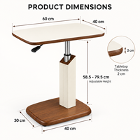 Hauteur réglable 360° °   Table de chevet rotative avec roulettes, table d'appoint mobile pour ordinateur portable, pour canapé, chambre à coucher