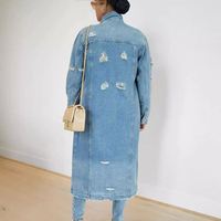 ZM1612 Nouvelle veste en jean décontractée d'automne ZM respirante avec de vraies poches pour femmes
