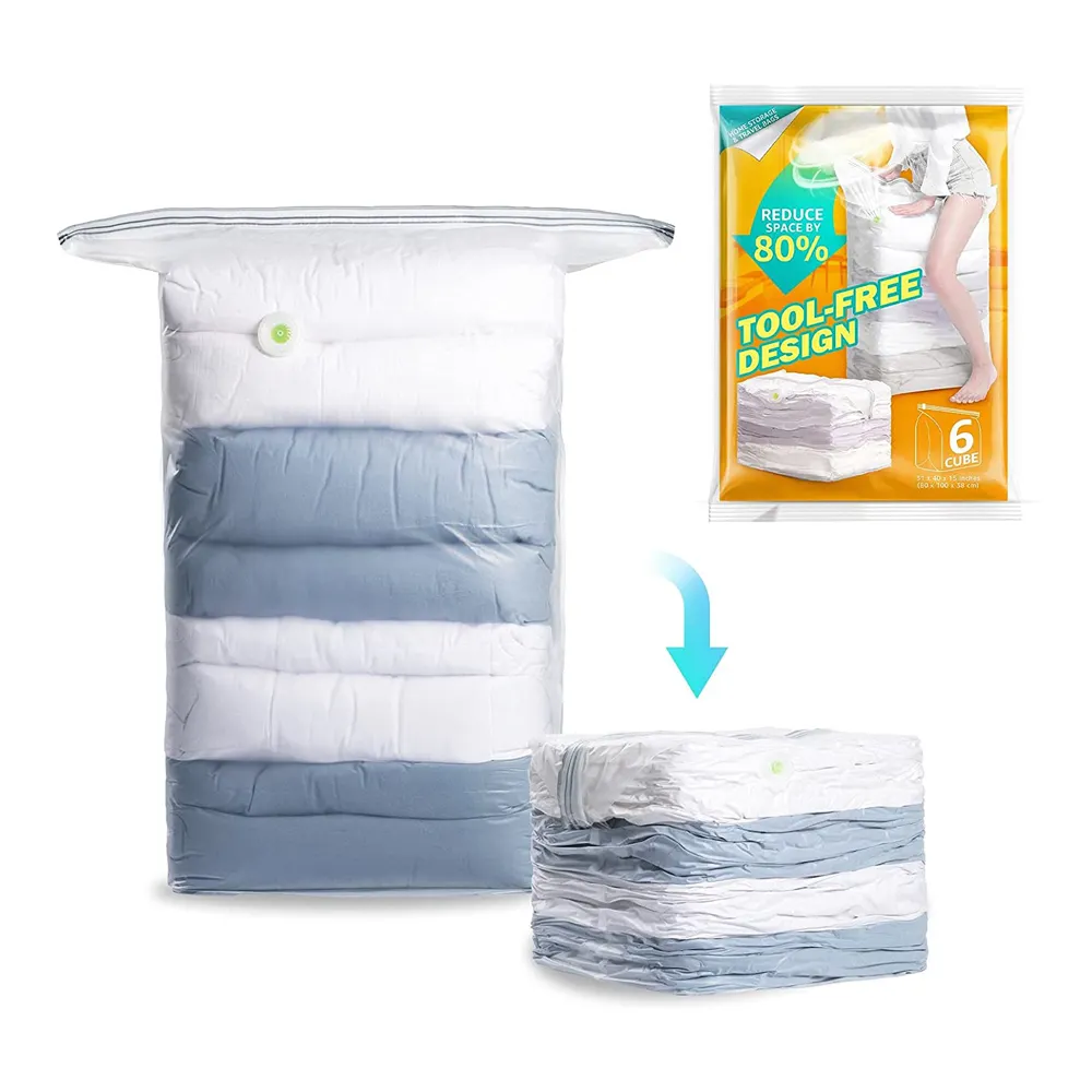 Manufacturers hot sale zippers nylon space saver clothing bedding plastic vacuum storage sealing bags