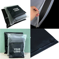 Sac en plastique souple Cpe 100mic épais givré Cpe vêtement Shopping sac à fermeture éclair noir Cpe mat chaussettes emballage sac à fermeture éclair